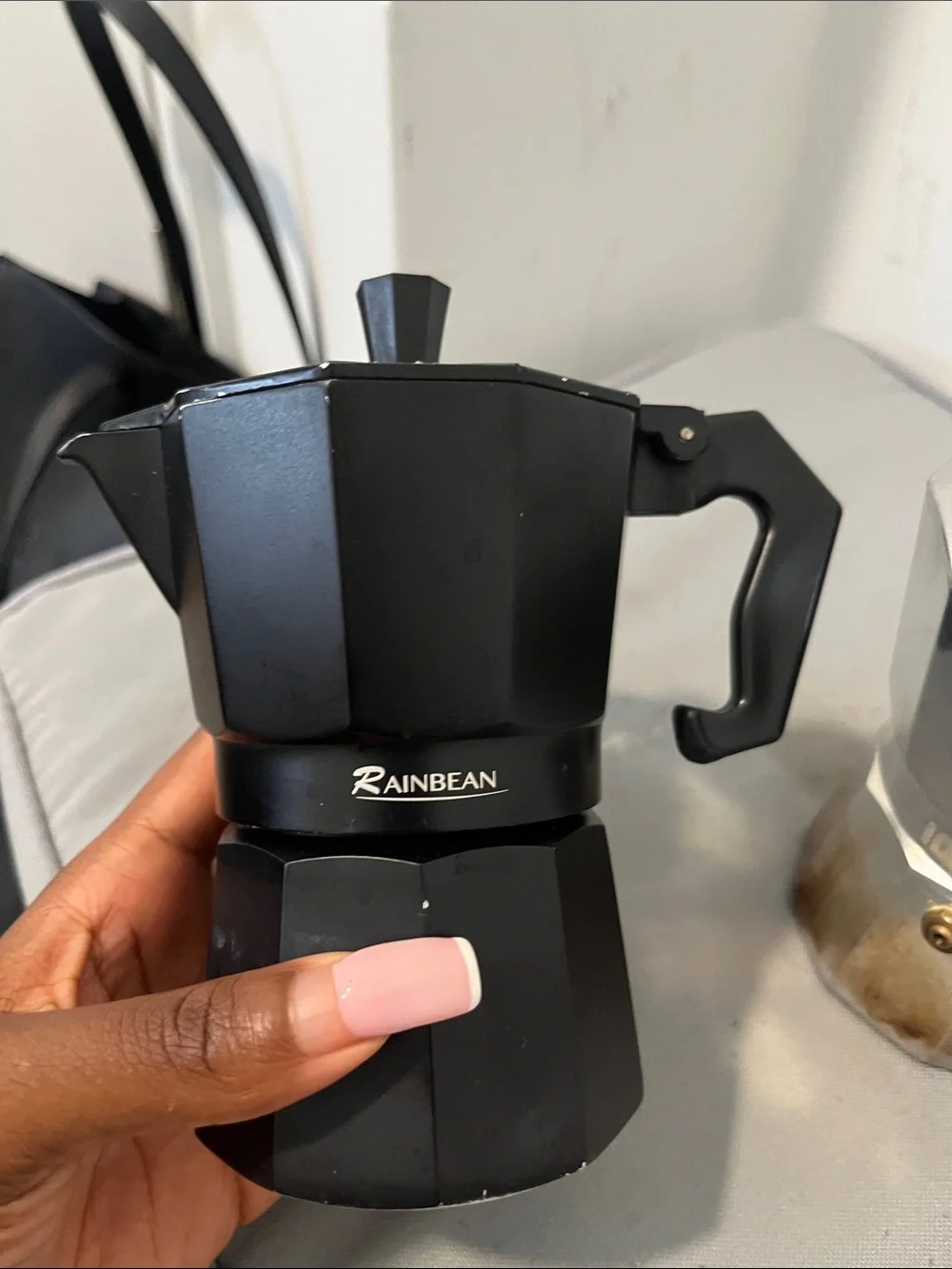 2 piece Stovetop Moka Pot Coffee Makers - Black and Silver